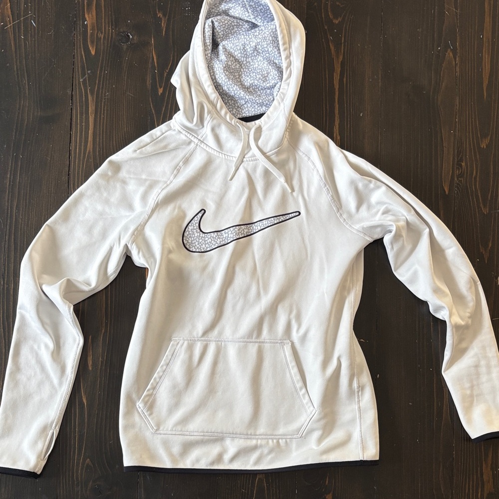 Nike White Hoodie spotted hood and swoosh